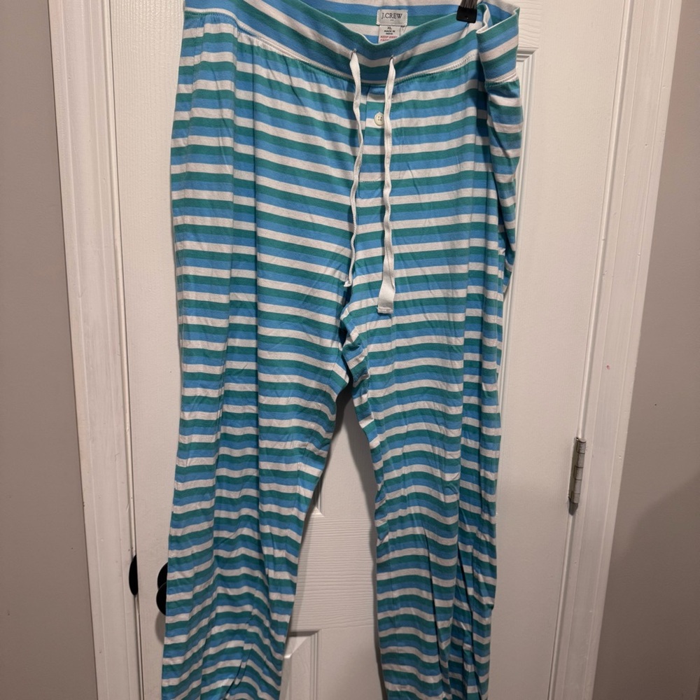 J. Crew Women's Striped Pajama Pants in Blue and White